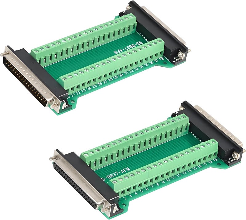 Willwewon 2PCS DB37 Male to Female Terminal Breakout Board, RS232 D-SUB Serial to 37 Pin in One Breakout Board Solderless Port Terminal Block Gender Changer - Image 1